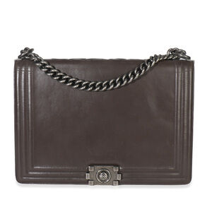 Chanel Dark Grey Smooth Calfskin XL Reverso Boy Bag